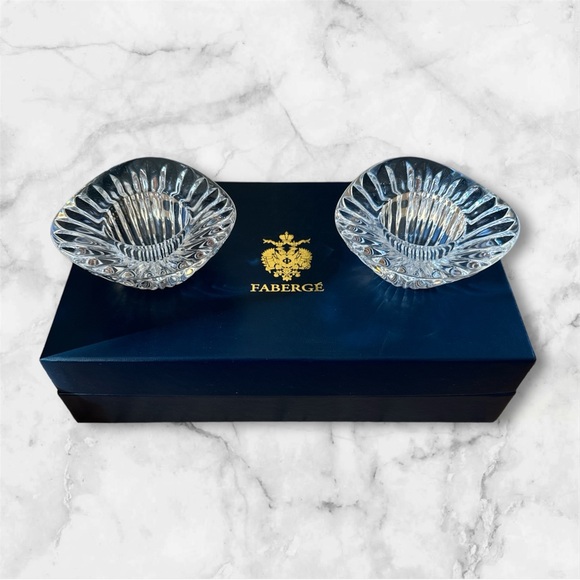 FABERGE IMPERIAL COLLECTION CRYSTAL CANDLE HOLDERS NEW 100% AUTHENTIC RARE - Picture 2 of 5